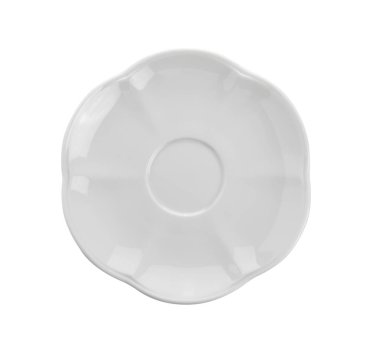 Beyaz arka planda seramik plaka. en üstteki görünüm