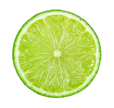 Beyaz arka planda izole edilmiş sulu limon dilimi