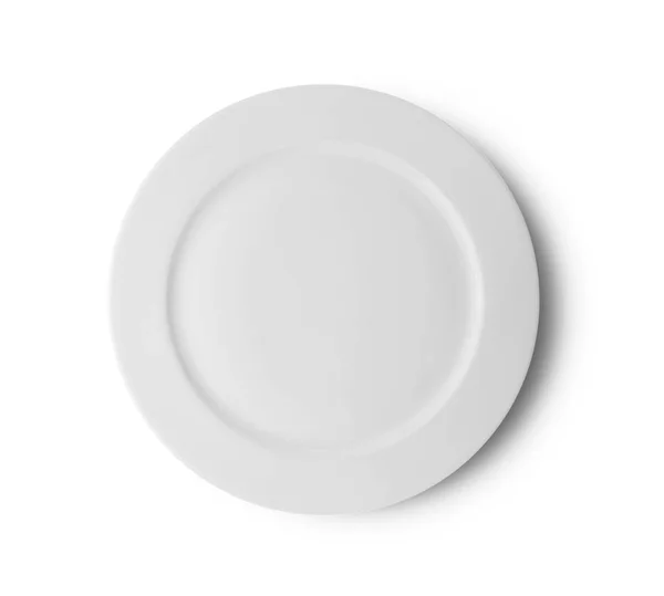 Λευκό Πιάτο Chadow Λευκό Φόντο — Φωτογραφία Αρχείου