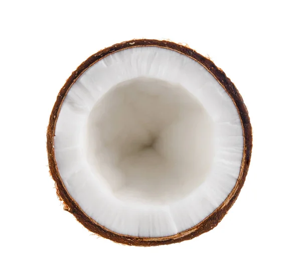 Kokosnoot Half Geïsoleerd Witte Achtergrond — Stockfoto