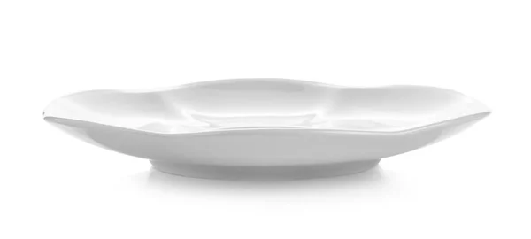 Άσπρο Πιάτο Για Τρόφιμα Λευκό Φόντο — Φωτογραφία Αρχείου