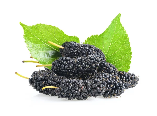 Beyaz arka planda yaprak izole edilmiş dut üzümü