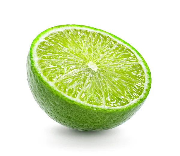 Lime Gesneden Geïsoleerd Witte Achtergrond — Stockfoto