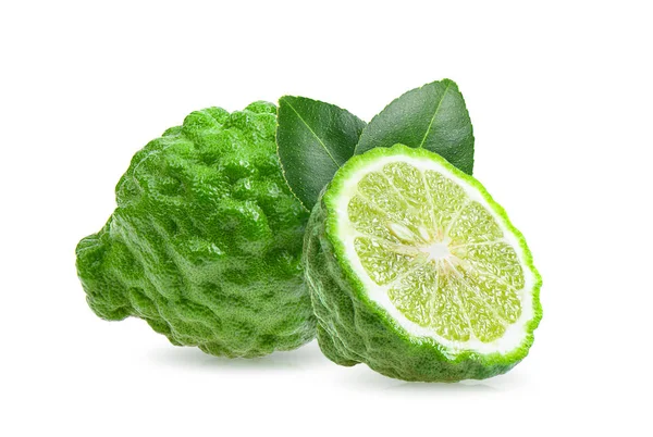 Fresh Bergamot Fruit Leaf Isolated White Background — Stock Photo, Image