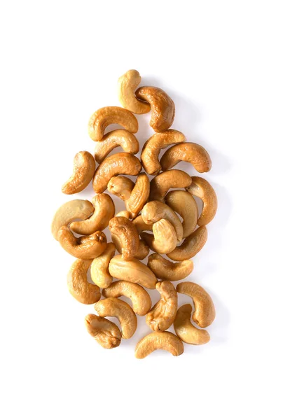 Geröstete Cashewkerne Isoliert Auf Weißem Hintergrund — Stockfoto