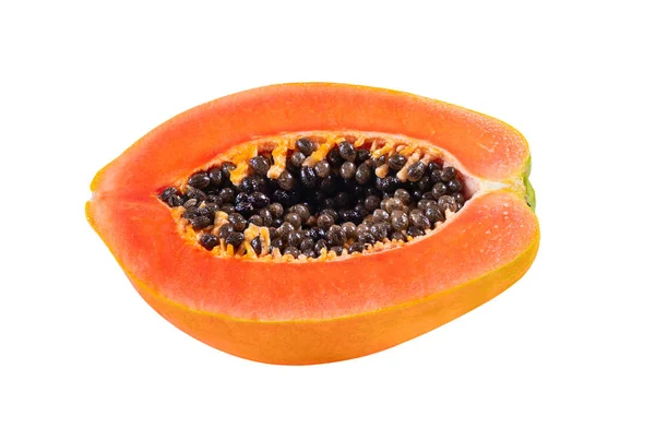 Skivor Söt Papaya Isolerad Vit Bakgrund — Stockfoto