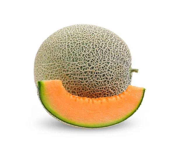 Tranches Melon Cantaloup Isolées Sur Fond Blanc — Photo