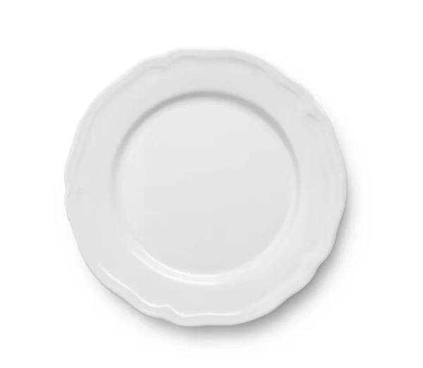 White Ceramic Plate White Background Top View — Stock Photo, Image