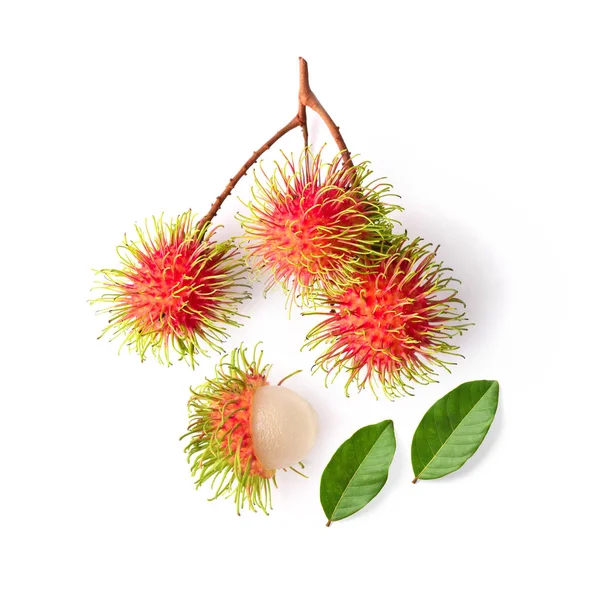 Rambutan Απομονωμένο Λευκό Φόντο — Φωτογραφία Αρχείου