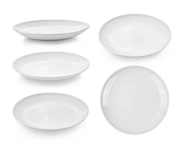 Piring Keramik Putih Pada Latar Belakang Putih — Stok Foto