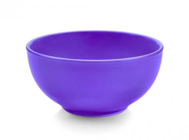 Beyaz arka plan üzerinde mor kase