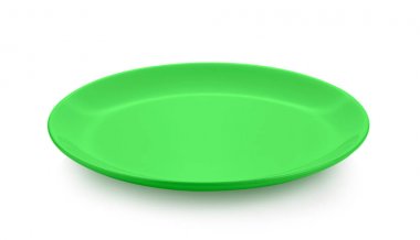 Beyaz arka plan üzerinde izole seramik yeşil plaka