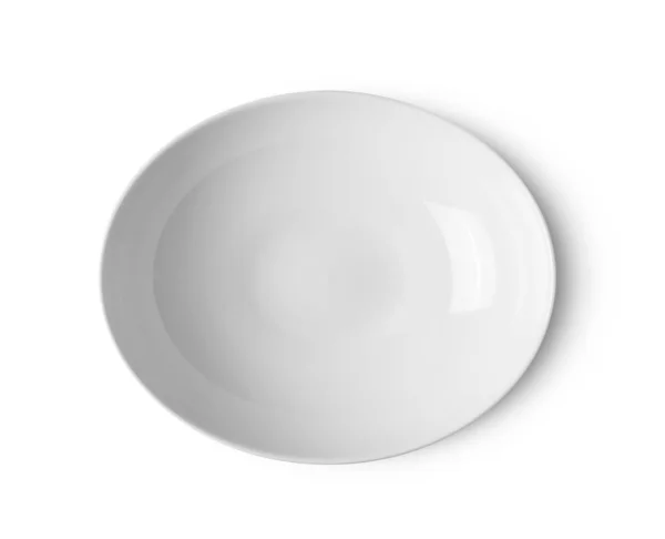 Placa de cerâmica branca no fundo branco — Fotografia de Stock