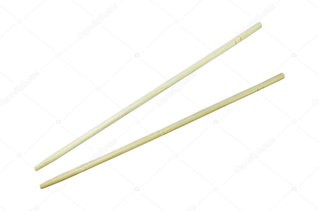 Chopsticks bamboo japanese isolated with clipping path on white background