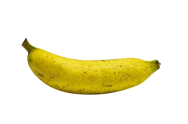 Close Jeden Dojrzały Stary Żółty Banan Izolowany Białym Tle — Zdjęcie stockowe