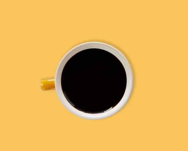 Schwarzer Kaffee Einer Leuchtend Orangefarbenen Tasse Weißer Kaffee Inneren Auf — Stockfoto