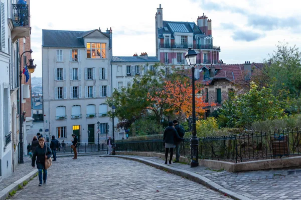 Vandra Genom Gatorna Paris Montmartre Kyrka — Stockfoto