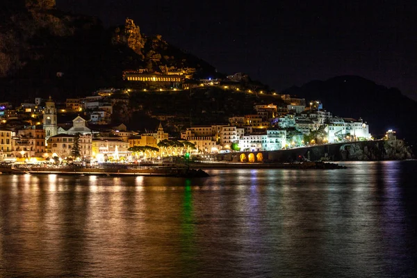 Uma Noite Amalfi Luz Natal — Fotografia de Stock
