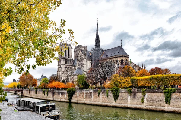 Sotto Pioggia Passeggiando Strade Parigi Ile Notre Dame — Foto Stock