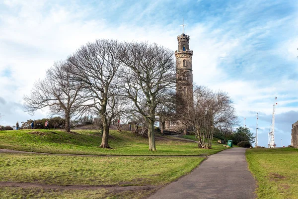 Wolking Street Edimburgo Calton Hill Nelson Monument — Stock Photo, Image