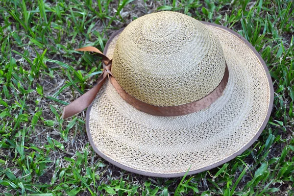 Солом'яний капелюх у траві Ліцензійні Стокові Фото