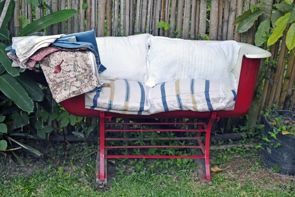 old tub turned into sofa