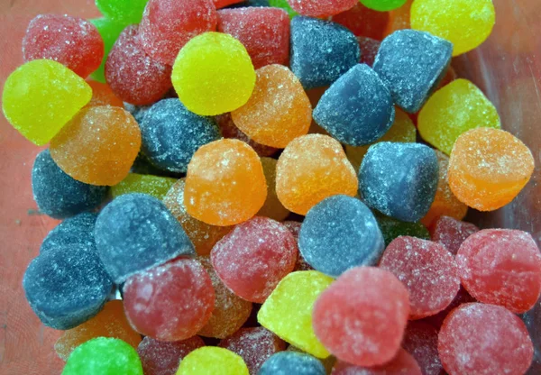 Colorful jelly beans with sugar close up — Stock Photo, Image