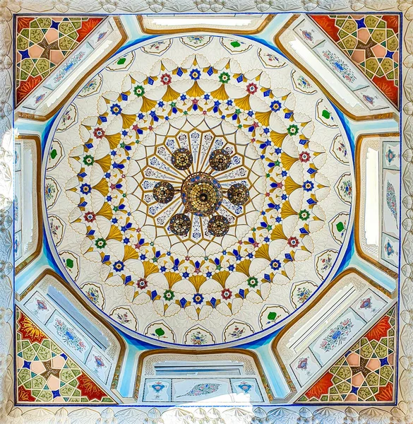 Motif Ouzbek Traditionnel Sur Carreau Céramique Sur Mur Mosquée Fond — Photo