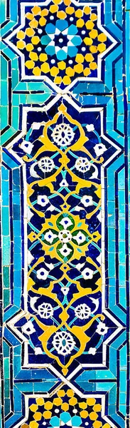 Motif Ouzbek Traditionnel Sur Carreau Céramique Sur Mur Mosquée Fond — Photo