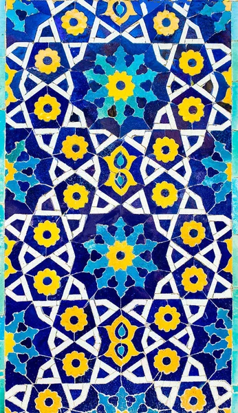 Patrón Tradicional Uzbeko Azulejo Cerámica Pared Mezquita Fondo — Foto de Stock