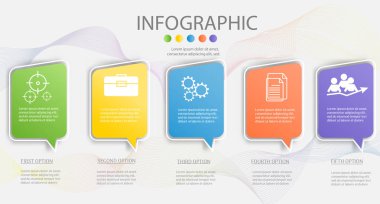 Tasarım İş şablonu sunumlar için yer tarihi ile 5 adım infografik grafik öğesi, Vektör Eps10.