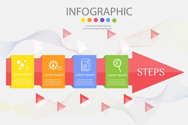 Tasarım Şablonu Sunumlar Için Yer Tarihi Ile Adım Infografik Grafik — Stok Vektör