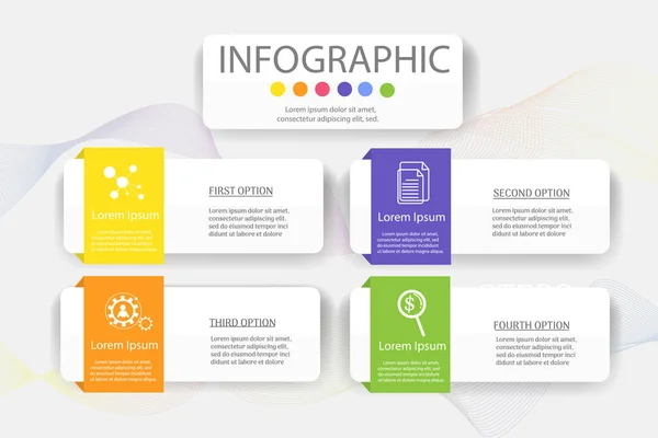 Tasarım İş şablonu sunumlar için yer tarihi ile 4 adım infografik grafik öğesi, Vektör Eps10.
