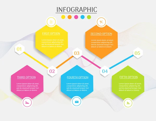 Design Modello Business Elemento Grafico Infografico Fasi Con Data Luogo — Vettoriale Stock