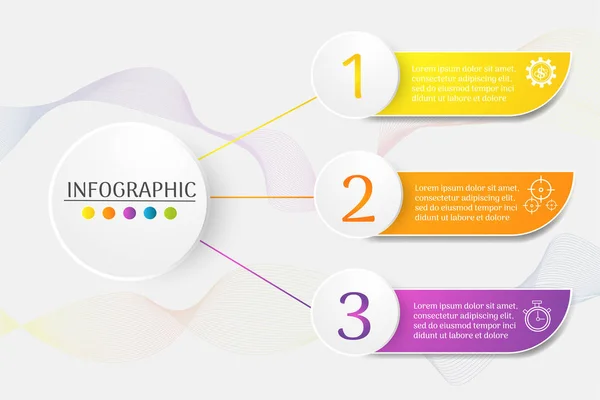 Tasarım İş şablonu sunumlar için yer tarihi ile 3 adım infografik grafik öğesi, Vektör Eps10.
