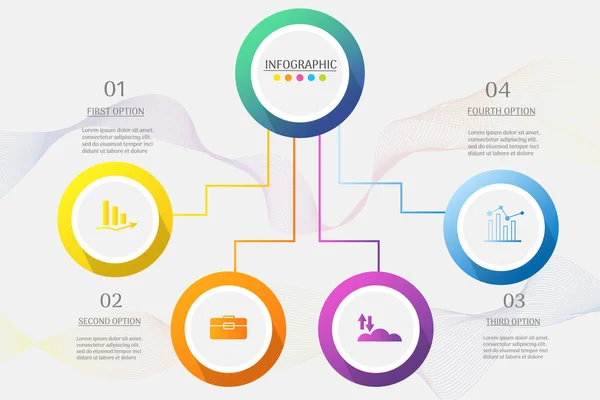 Diseño Plantilla Negocio Opciones Pasos Elemento Gráfico Infográfico Con Fecha — Archivo Imágenes Vectoriales