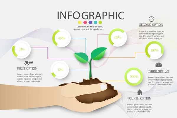 Design Modelo Negócio Opções Passos Elemento Gráfico Infográfico Com Data —  Vetores de Stock