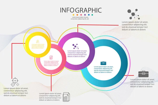 Tasarım Iş şablonu 4 seçenekleri veya adımlar İnfografik grafik öğesi sunumlar için yer tarihi ile, Creative Marketing simgeler kavramı için istatistik Infographic, vektör eps10.