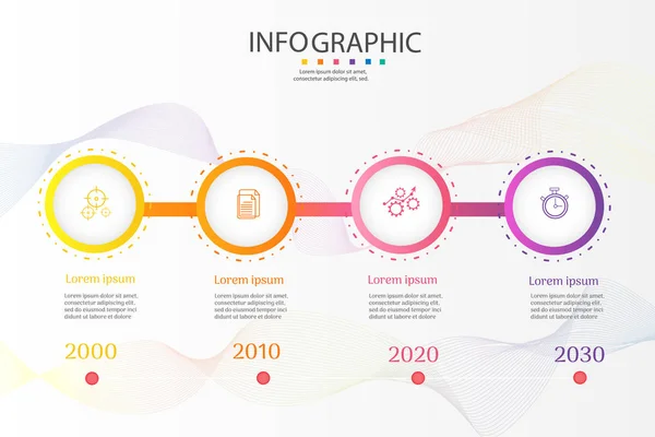 Design Modelo Negócio Opções Passos Elemento Gráfico Infográfico Com Data —  Vetores de Stock