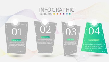 Tasarım Iş şablonu 4 seçenekleri veya adımlar İnfografik grafik öğesi sunumlar için yer tarihi ile, Creative Marketing simgeler kavramı için istatistik Infographic, vektör eps10.