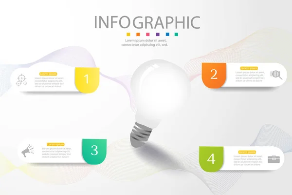 Diseño Plantilla Negocio Opciones Pasos Elemento Gráfico Infográfico Con Fecha — Vector de stock