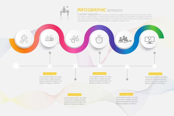 Design Modelo Negócio Opções Passos Elemento Gráfico Infográfico Com Data — Vetor de Stock