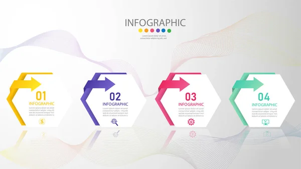 Design Modelo Negócio Opções Passos Elemento Gráfico Infográfico Com Data — Vetor de Stock