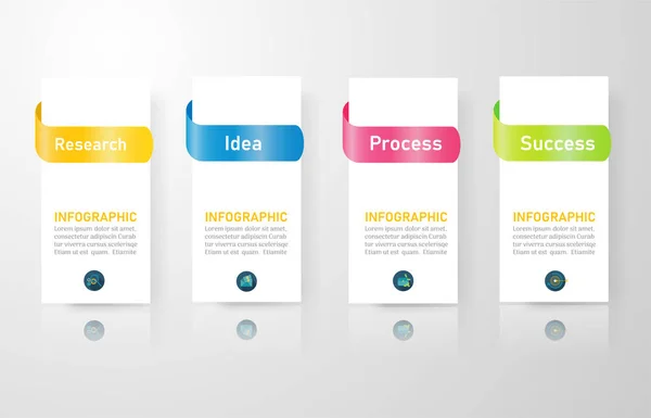 Tasarım Iş şablonu 4 seçenekleri veya adımlar İnfografik grafik öğesi sunumlar için yer tarihi ile, Creative Marketing simgeler kavramı için istatistik Infographic, vektör eps10.