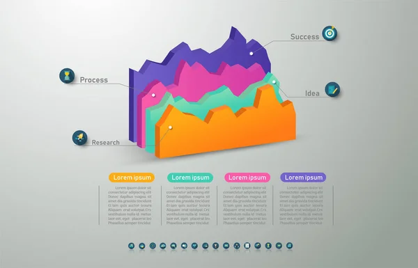 Diseño Plantilla Negocio Opciones Pasos Elemento Gráfico Infográfico Con Fecha — Vector de stock