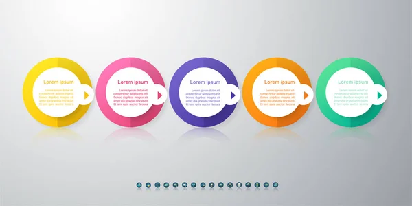 Tasarım İş şablonu 5 seçenekleri veya sunumlar için yer tarihi ile adımlar infografik grafik öğesi, Istatistik infografik için Yaratıcı pazarlama simgeleri kavramı, Vektör Eps10.