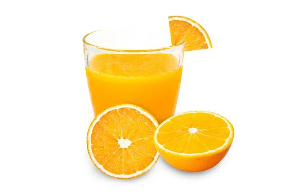 Vaso Jugo Naranja 100 Aislado Sobre Fondo Blanco Con Ruta — Foto de Stock