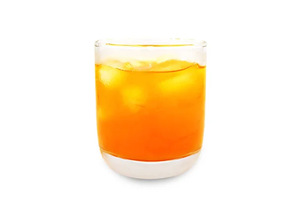 Vaso Jugo Naranja 100 Aislado Sobre Fondo Blanco Con Ruta — Foto de Stock