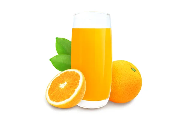 Glas Sinaasappelsap 100 Isoleren Witte Achtergrond Met Knippad — Stockfoto
