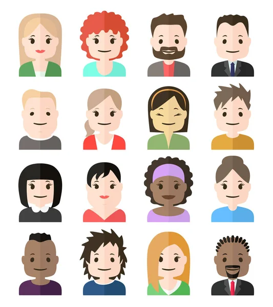 Menschen Gesicht Avatar Ikone Männlich Und Weiblich Illustration Flachen Stil — Stockvektor